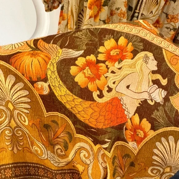 Spell & The Gypsy mermaid pumpkin fall Thanksgiving dress size L - Picture 2 of 15